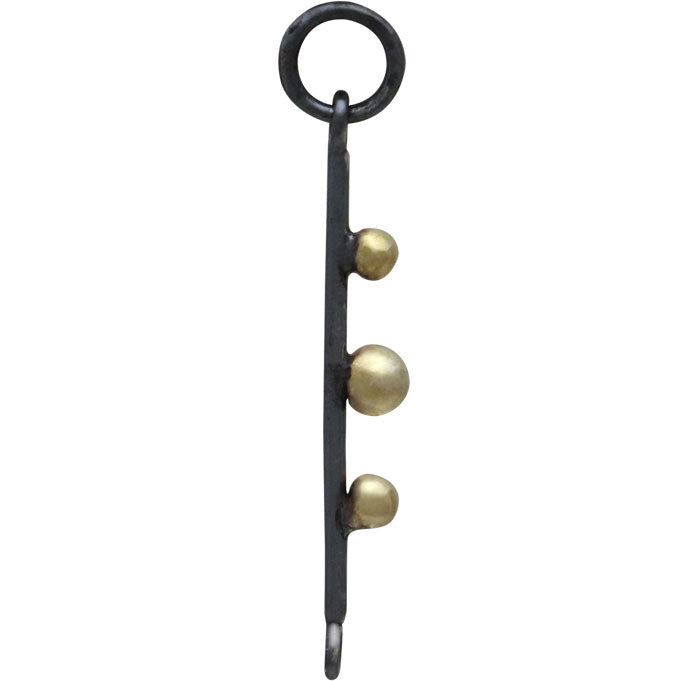 Silver Black Finish Bar Link with Bronze Dots - Poppies Beads n' More