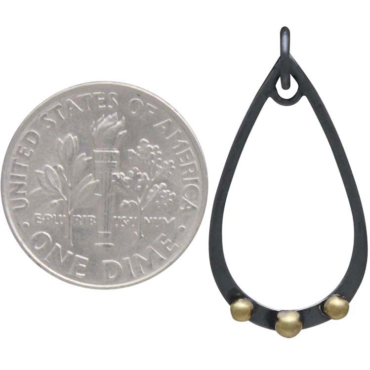 Black Finish Teardrop Charm with Bronze Granulation - Poppies Beads n' More