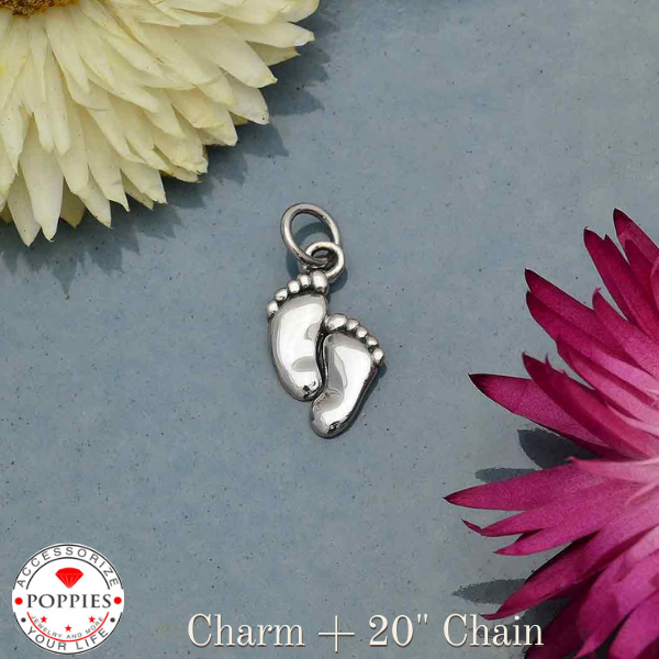 Sterling Silver Baby Feet Charm - Poppies Beads n' More