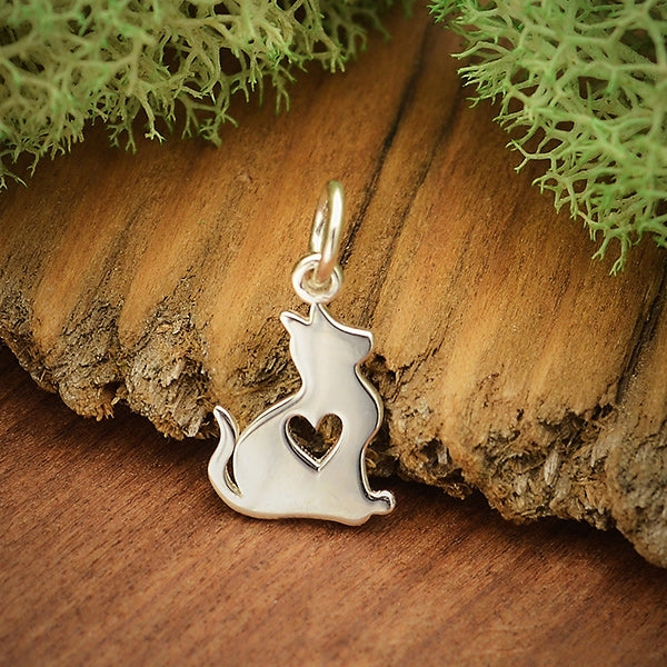 Sterling Silver Mommy and Baby Cat Charm - Set or Separate Charms - Poppies Beads n' More