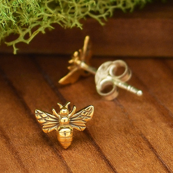 Tiny Bee Post Earrings - Poppies Beads n' More