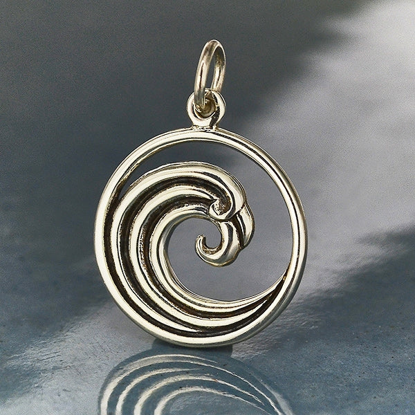 Sterling Silver Curled Wave Charm - Poppies Beads n' More