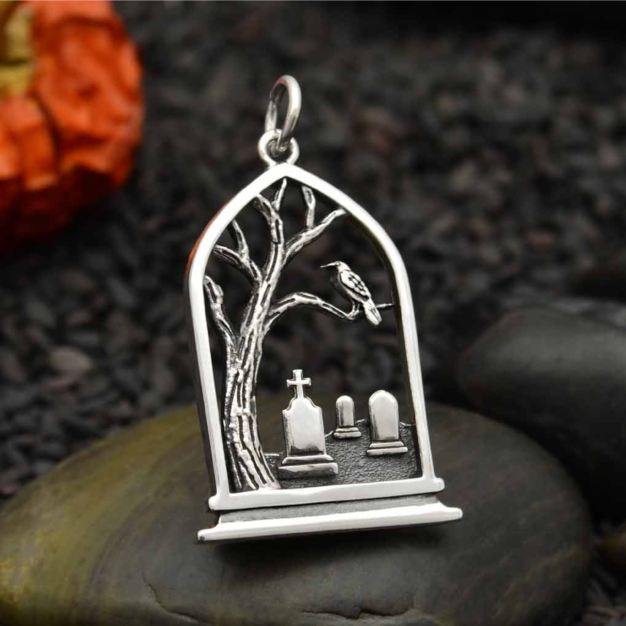 Sterling Silver Graveyard Charm