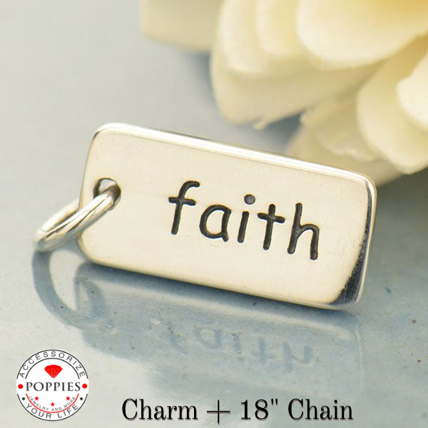 Sterling Silver  Word Charm: "faith" - Poppies Beads n' More