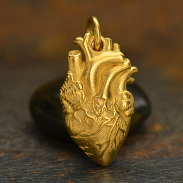 Anatomical Heart Charm, - Poppies Beads n' More