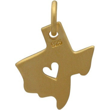 Texas State Charm with Heart Cutout - Poppies Beads n' More