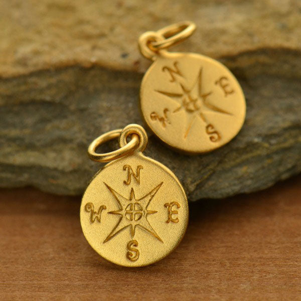 Small Compass Charm - Poppies Beads n' More