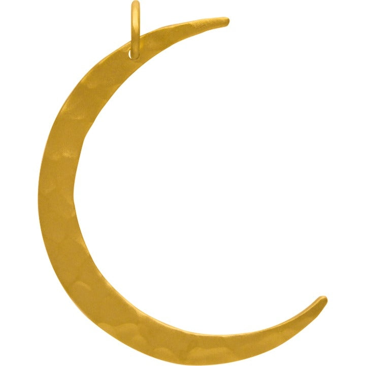 Large Hammered Crescent Moon Charm - Poppies Beads n' More