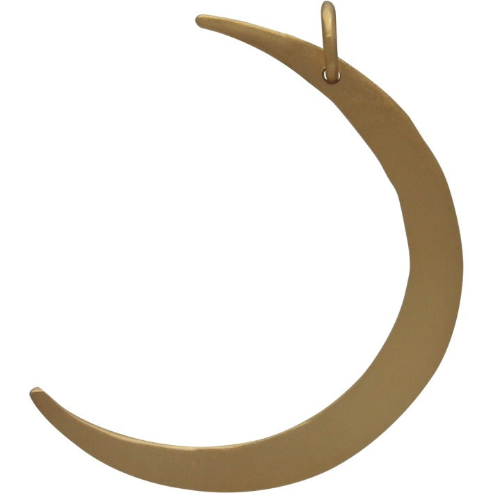 Large Hammered Crescent Moon Charm - Poppies Beads n' More