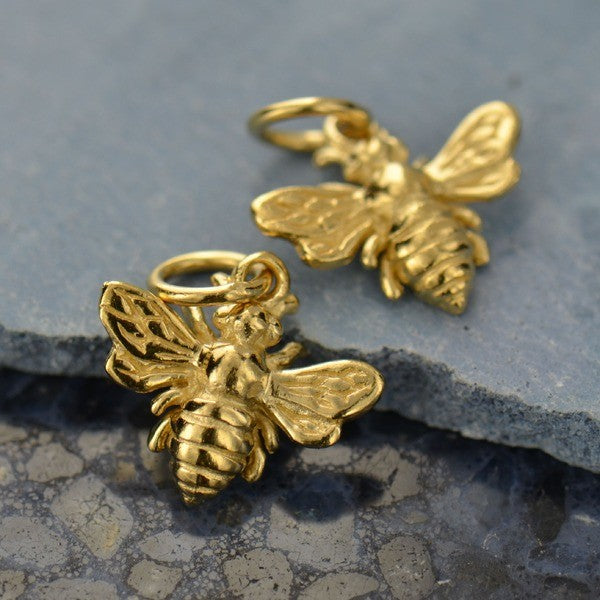 Small Honeybee Charm, - Poppies Beads n' More