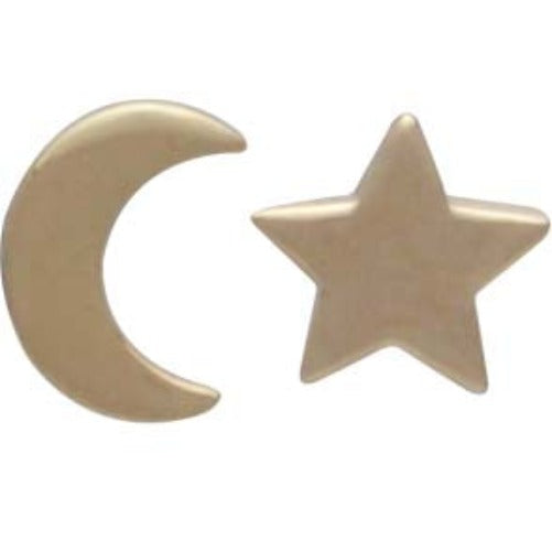 Moon and Star Post Earrings