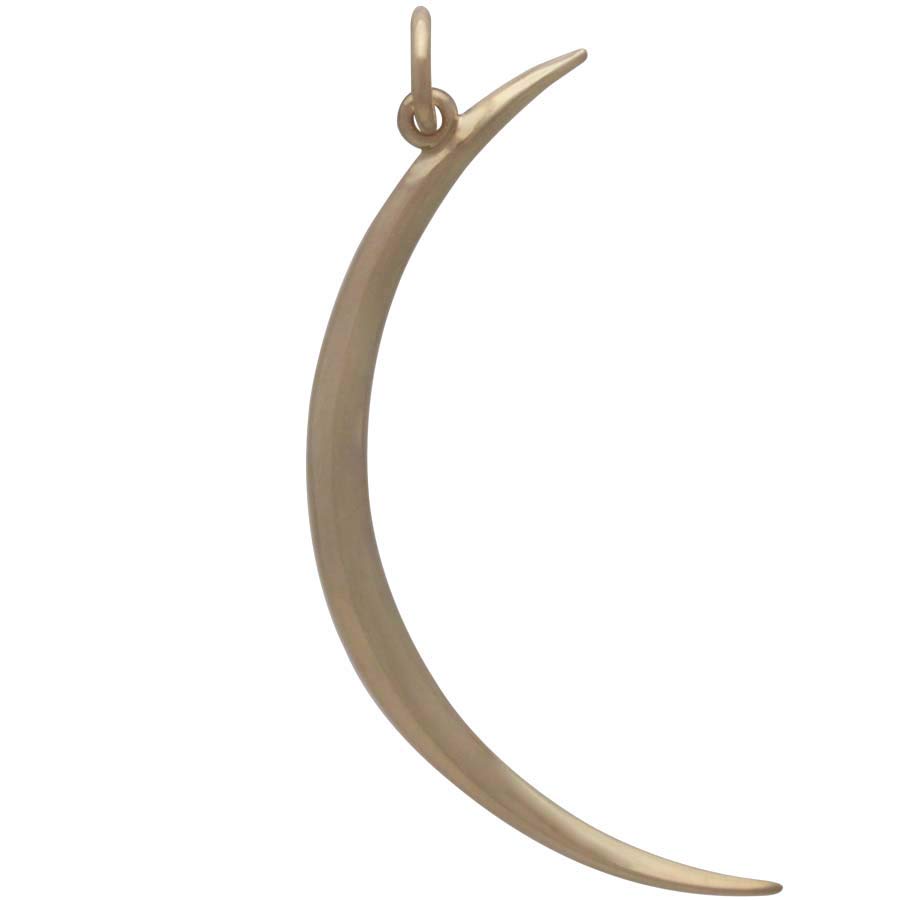 Skinny Ridged Crescent Moon Pendant - Poppies Beads n' More