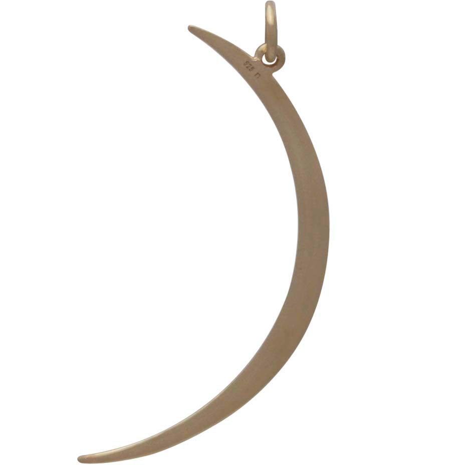 Skinny Ridged Crescent Moon Pendant - Poppies Beads n' More