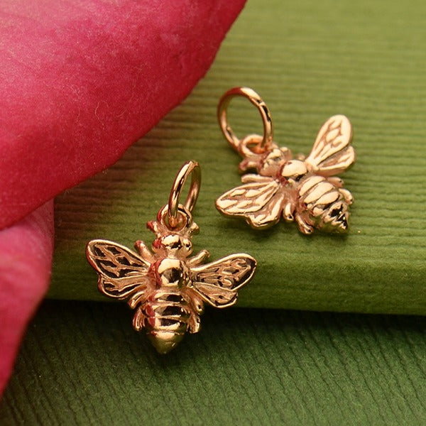 Small Honeybee Charm, - Poppies Beads n' More