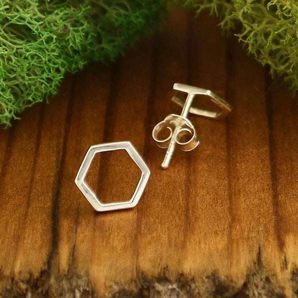 Honeycomb Hexagon Post Earrings - Poppies Beads n' More