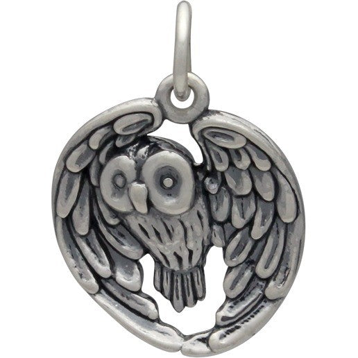 Sterling Silver Realistic Owl Pendant - Poppies Beads n' More