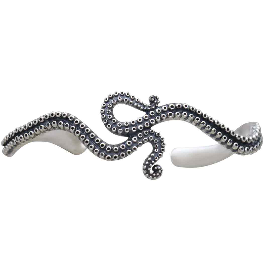 Sterling Silver Octopus Tentacle Cuff Bracelet - Poppies Beads n' More