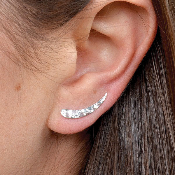 Minimalist Jewelry - Sterling Silver Hammered Ear Climbers - Poppies Beads n' More