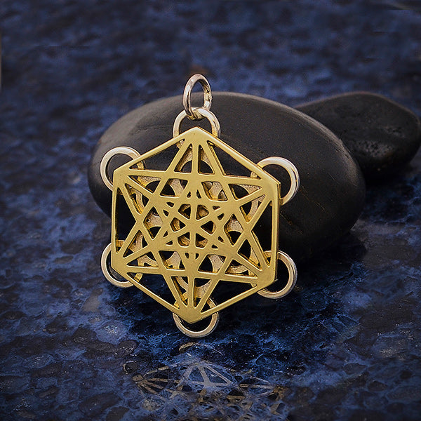Mixed Metal Metatrons Cube Sacred Geometry Pendant - Poppies Beads n' More