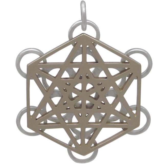 Mixed Metal Metatrons Cube Sacred Geometry Pendant - Poppies Beads n' More