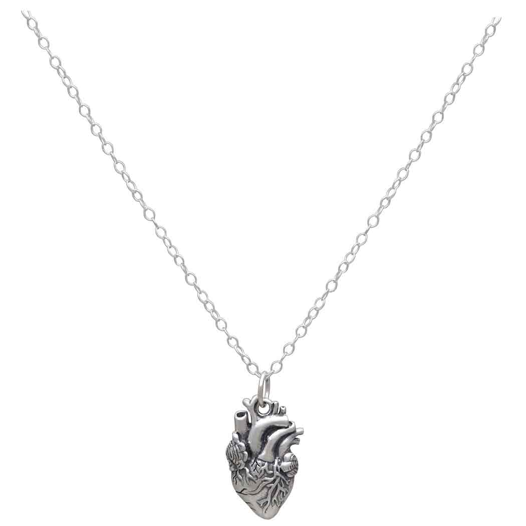 Sterling Silver Anatomical Heart Necklace