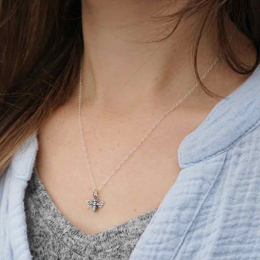 Sterling Silver Bee Necklace - Poppies Beads n' More