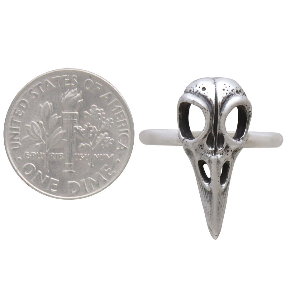 Sterling Silver Raven Skull Ring - Poppies Beads n' More