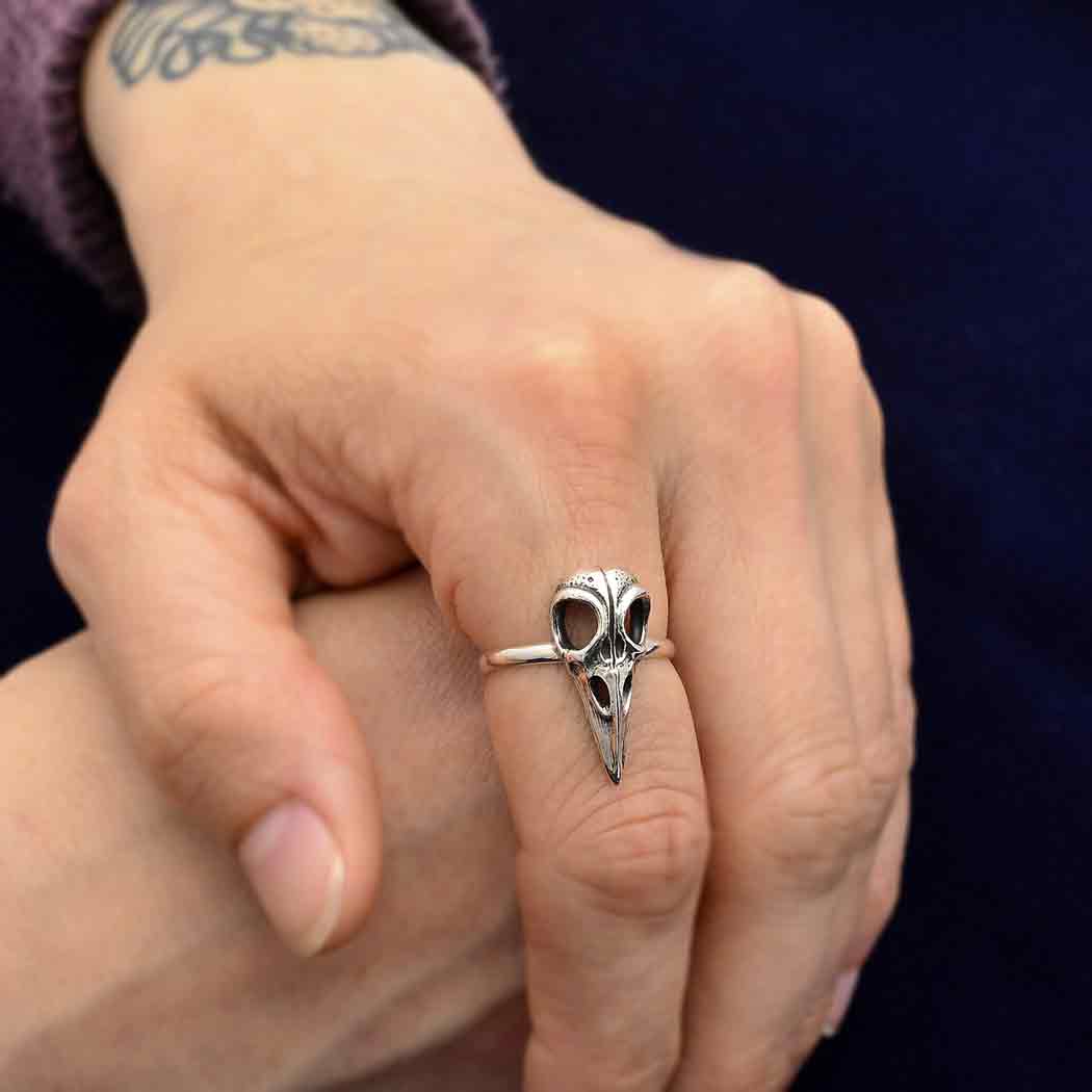 Sterling Silver Raven Skull Ring - Poppies Beads n' More