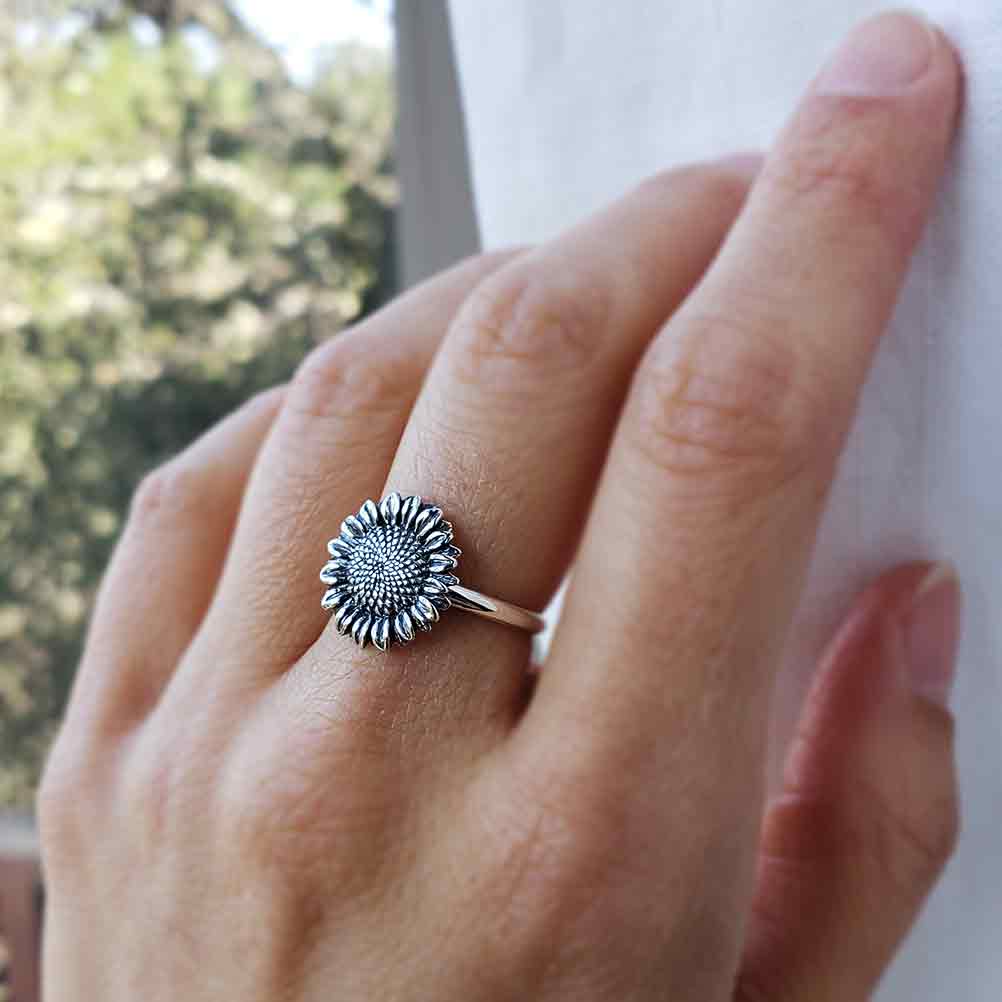 Sterling Silver Sunflower Ring - Poppies Beads n' More