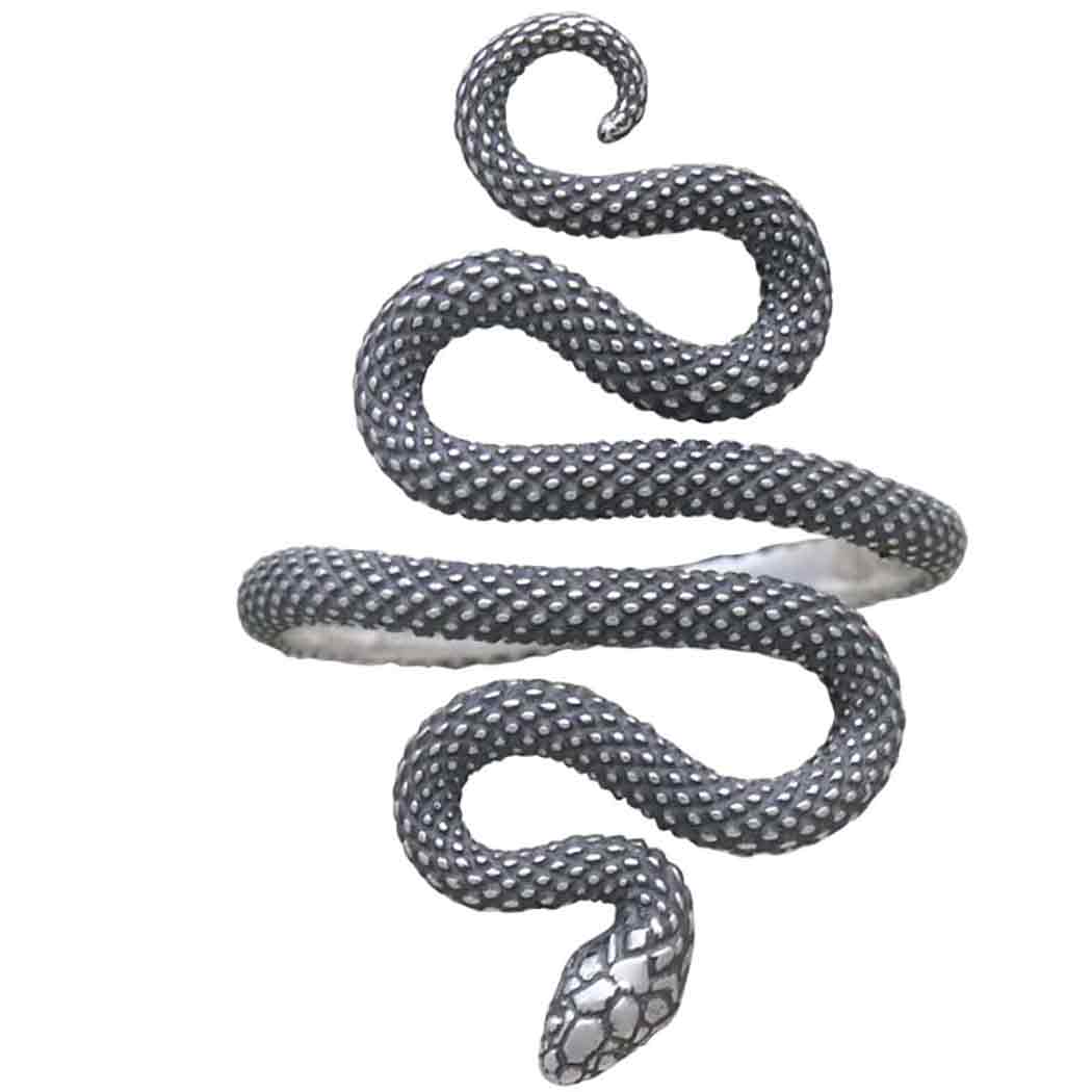 Sterling Silver Textured Adjustable Snake Ring - Poppies Beads n' More