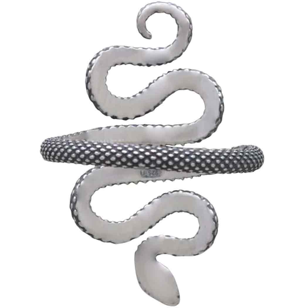 Sterling Silver Textured Adjustable Snake Ring - Poppies Beads n' More