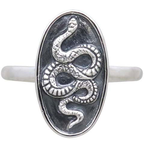 Sterling Silver Oval Snake Ring - Poppies Beads n' More