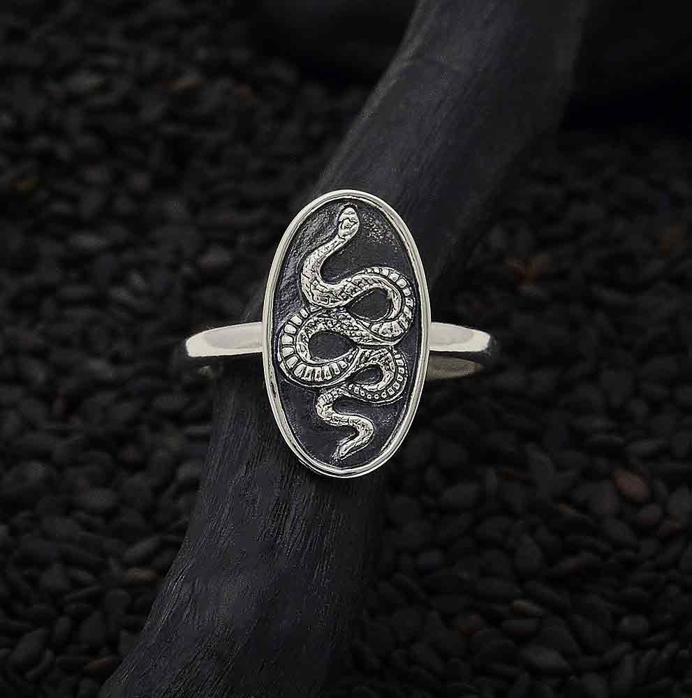 Sterling Silver Oval Snake Ring - Poppies Beads n' More