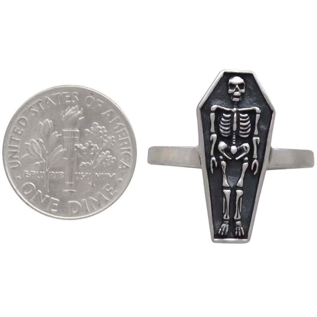 Sterling Silver Skeleton Coffin Ring - Poppies Beads n' More