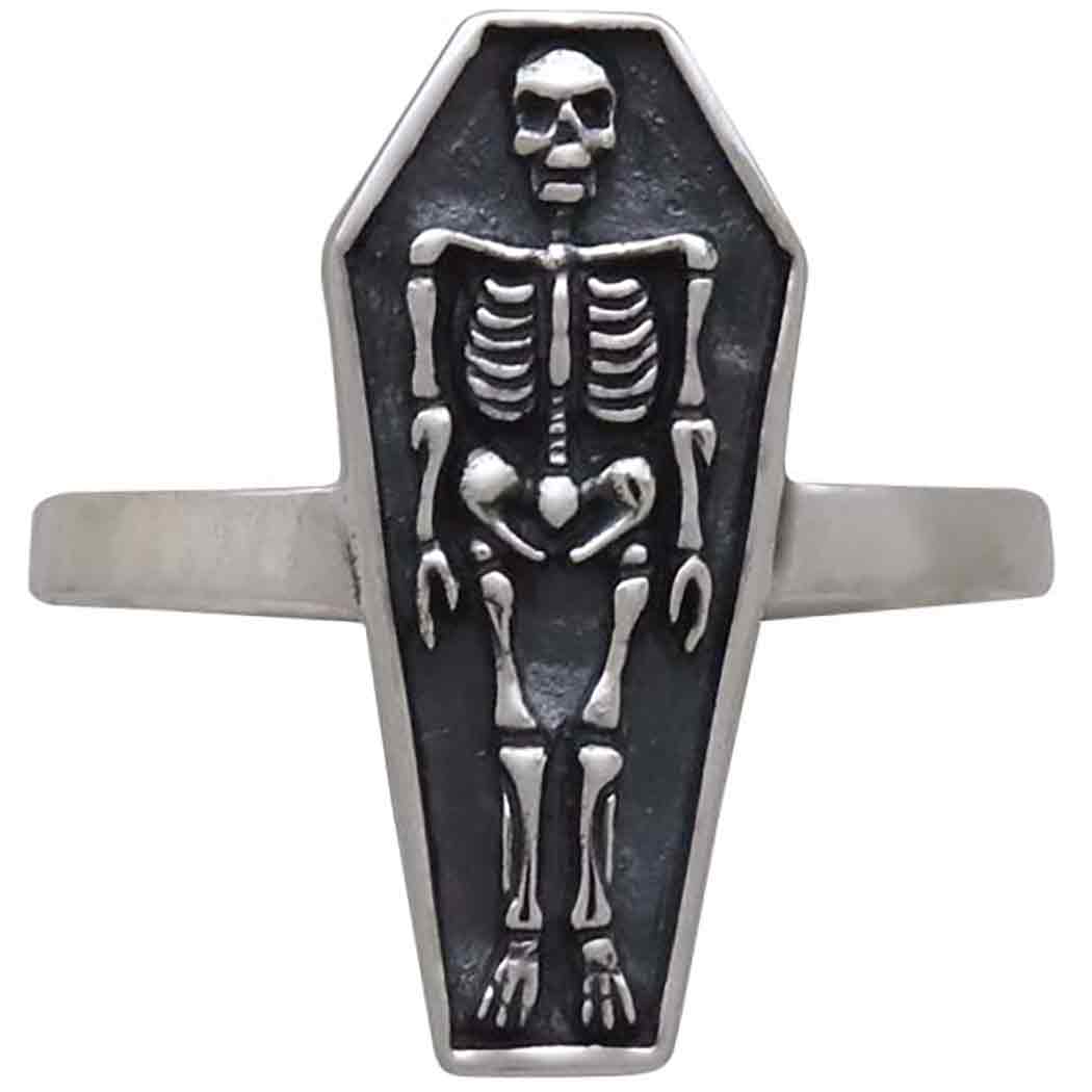 Sterling Silver Skeleton Coffin Ring - Poppies Beads n' More