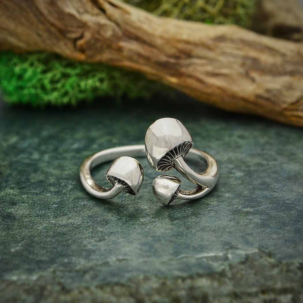 Sterling Silver Adjustable Three Mushroom Ring - Poppies Beads n' More