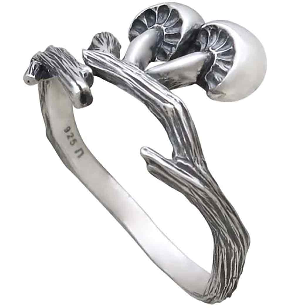 Sterling Silver Adjustable Branch and Mushroom Ring - Poppies Beads n' More