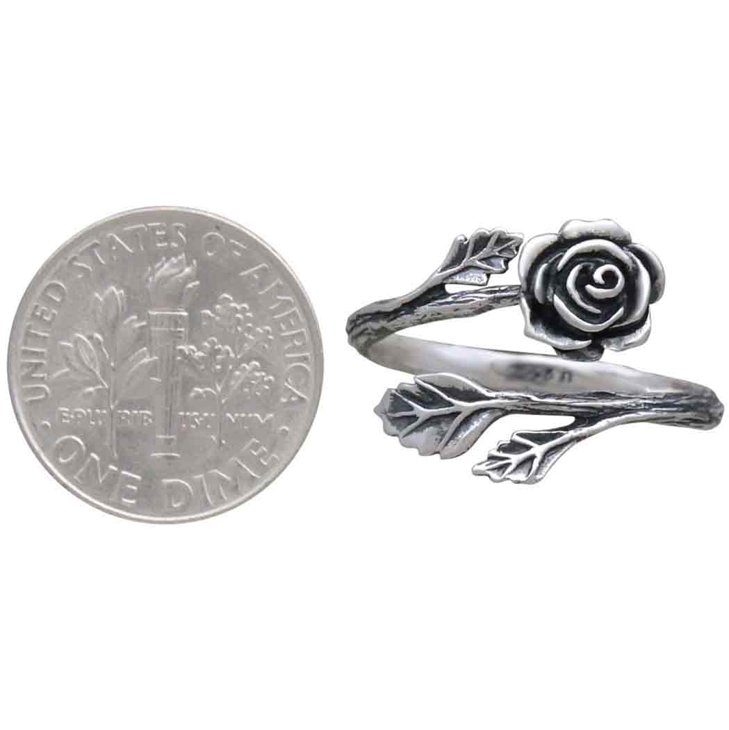 Sterling Silver Rose Adjustable Ring - Poppies Beads n' More