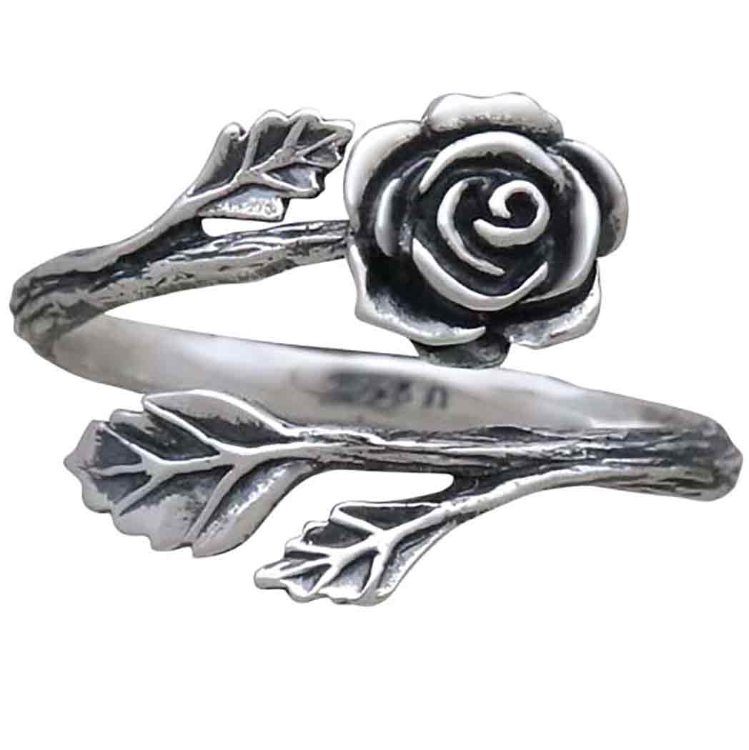 Sterling Silver Rose Adjustable Ring - Poppies Beads n' More