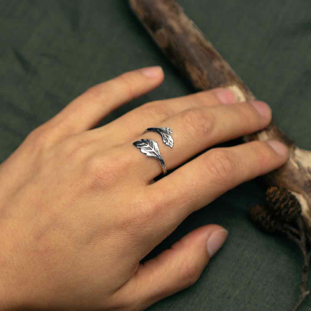 Sterling Silver Adjustable Leaf Ring - Poppies Beads n' More