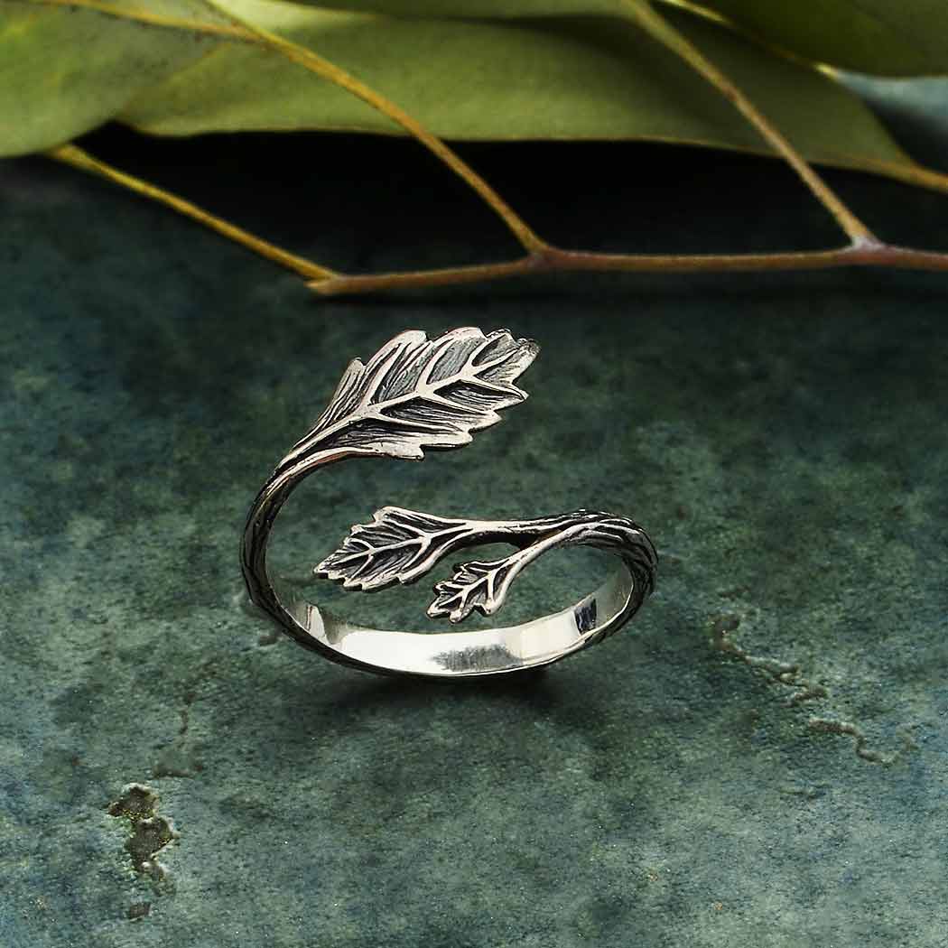 Sterling Silver Adjustable Leaf Ring - Poppies Beads n' More