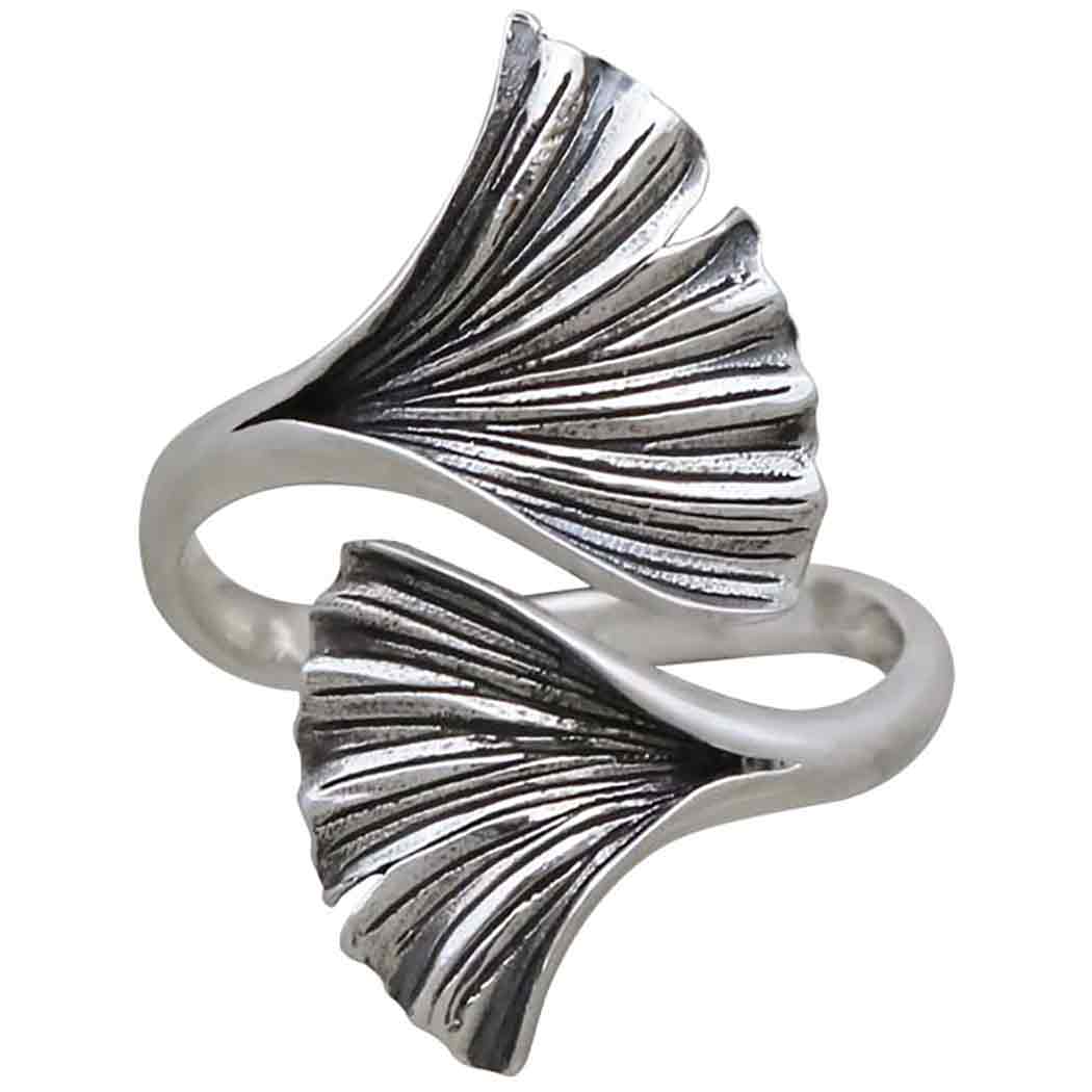 Sterling Silver Adjustable Ginkgo Leaf Ring - Poppies Beads n' More