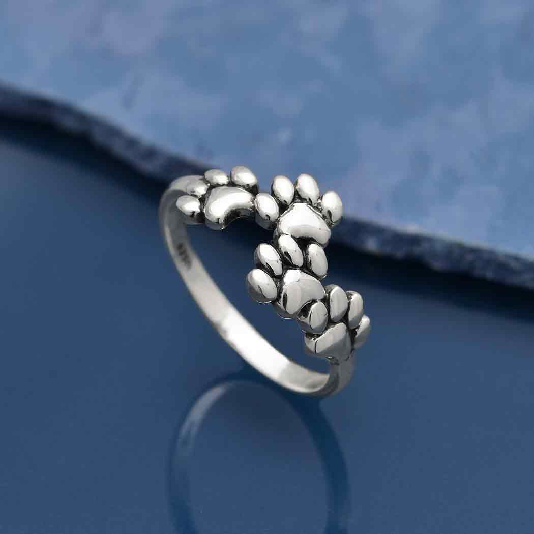 Sterling Silver Paw Print Ring - Poppies Beads n' More