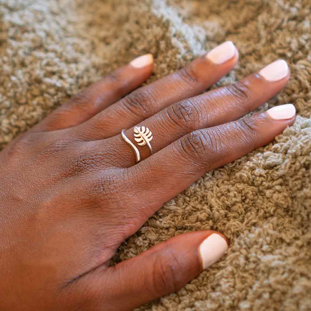 Sterling Silver Adjustable Monstera Leaf Ring - Poppies Beads n' More