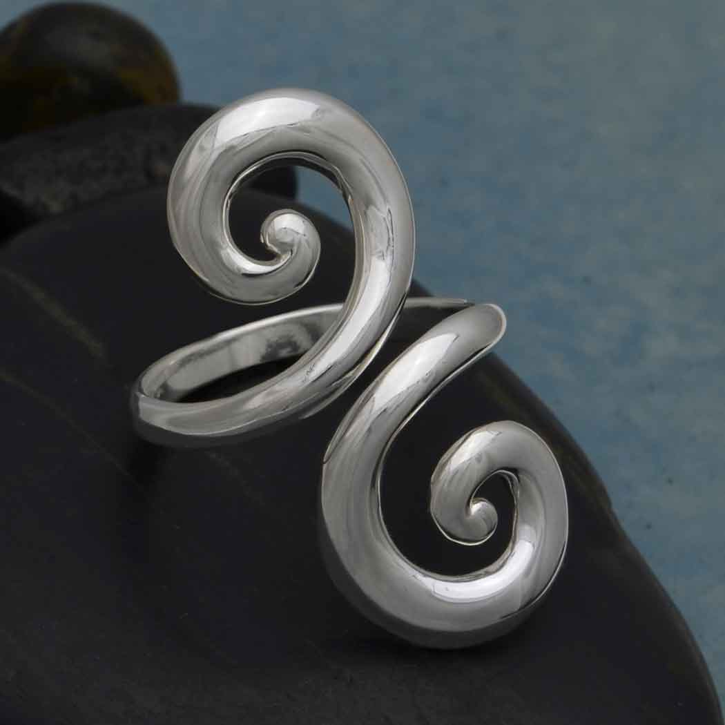 Sterling Silver Swirl Adjustable Ring - Poppies Beads n' More