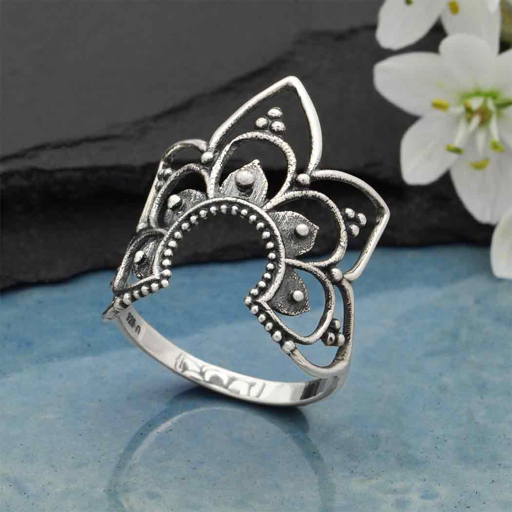 Sterling Silver Openwork Mandala Ring - Poppies Beads n' More