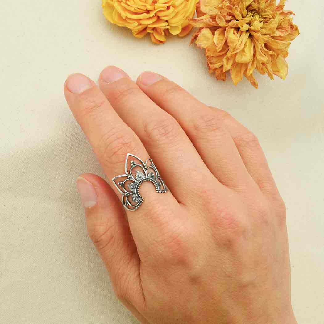 Sterling Silver Openwork Mandala Ring - Poppies Beads n' More