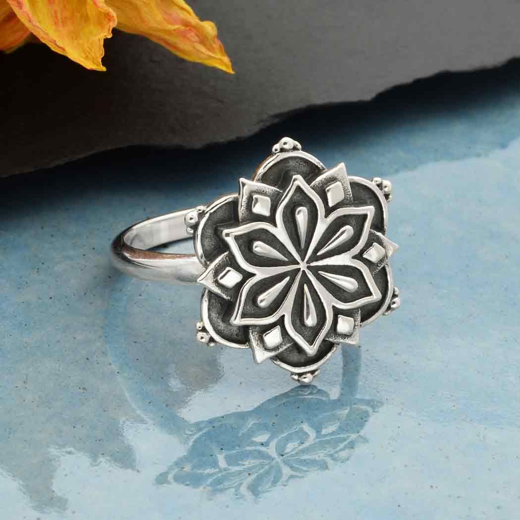 Sterling Silver Medium Mandala Ring - Poppies Beads N More 