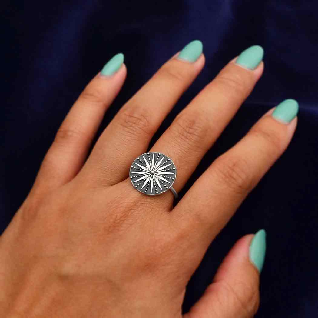 Sterling Silver Sun Mandala Ring - Poppies Beads n' More