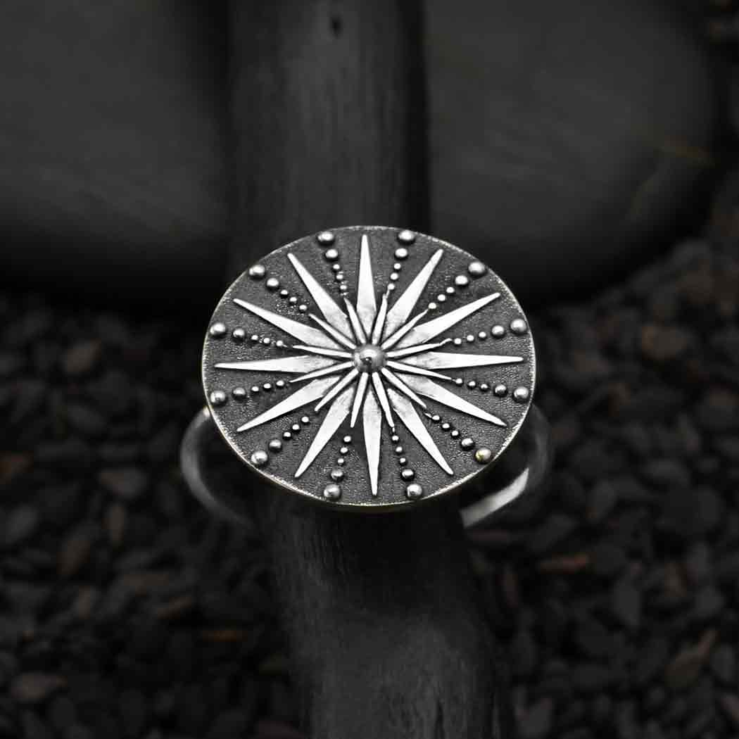 Sterling Silver Sun Mandala Ring - Poppies Beads n' More